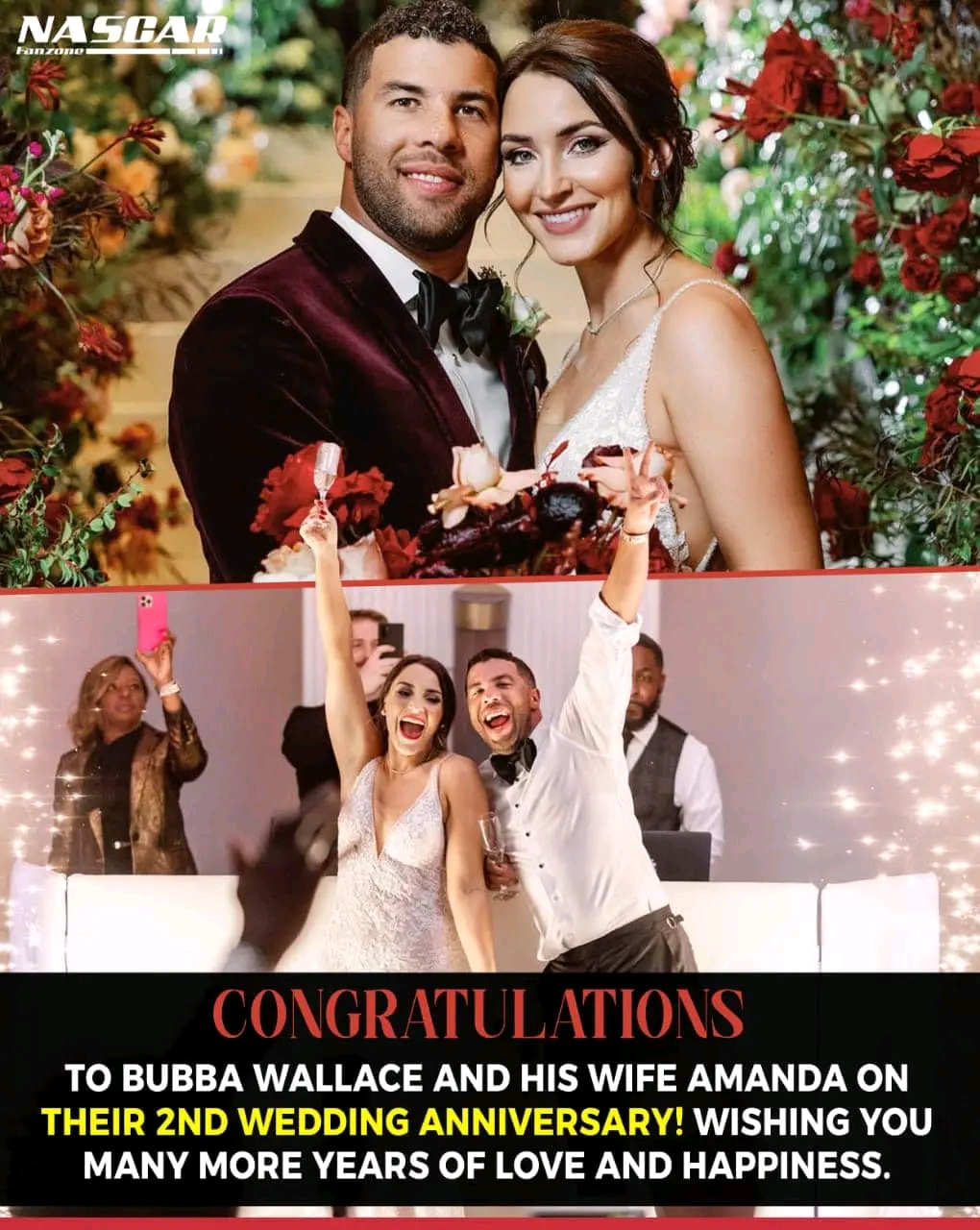 Celebrating Love: Congratulations to Bubba Wallace and Amanda on Their 2nd Wedding Anniversary…